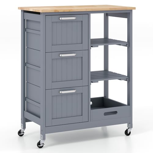 Rolling Wood Storage Cart with Drawers & Removable Tray H279507
