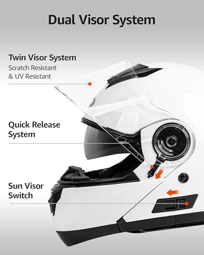 Modular Full Face Motorcycle Helmet with Flip Up Dual Visor W439