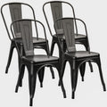 Grey Metal Stackable Dining Chairs Set of 4 X6916