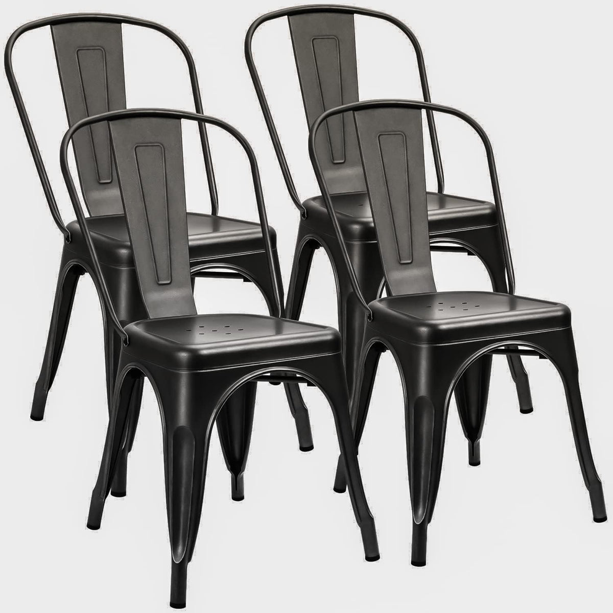 Grey Metal Stackable Dining Chairs Set of 4 X6916