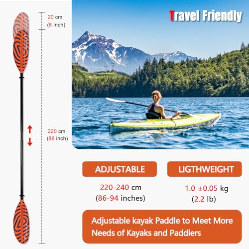 Fiberglass Shaft Adjustable Floating Kayak Paddles 3 Piece F83168