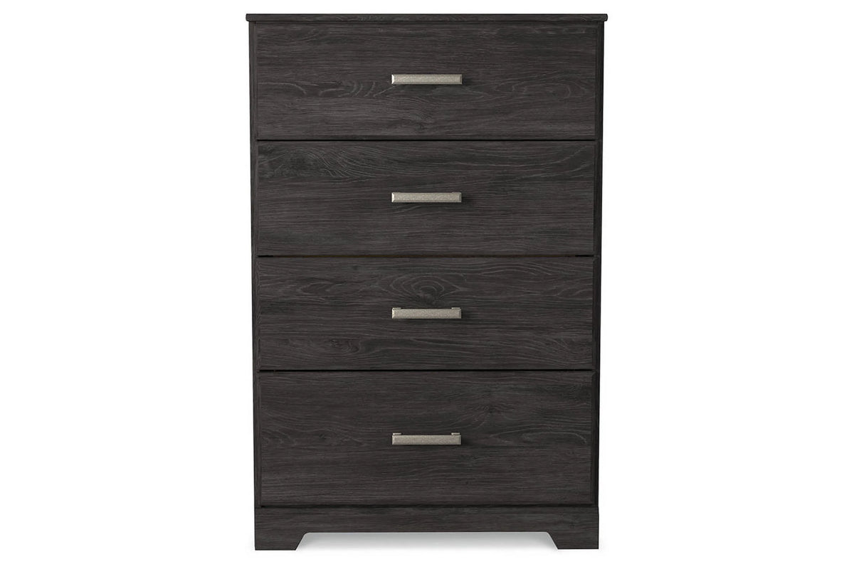 Black Four Drawer Engineered Wood Chest D709