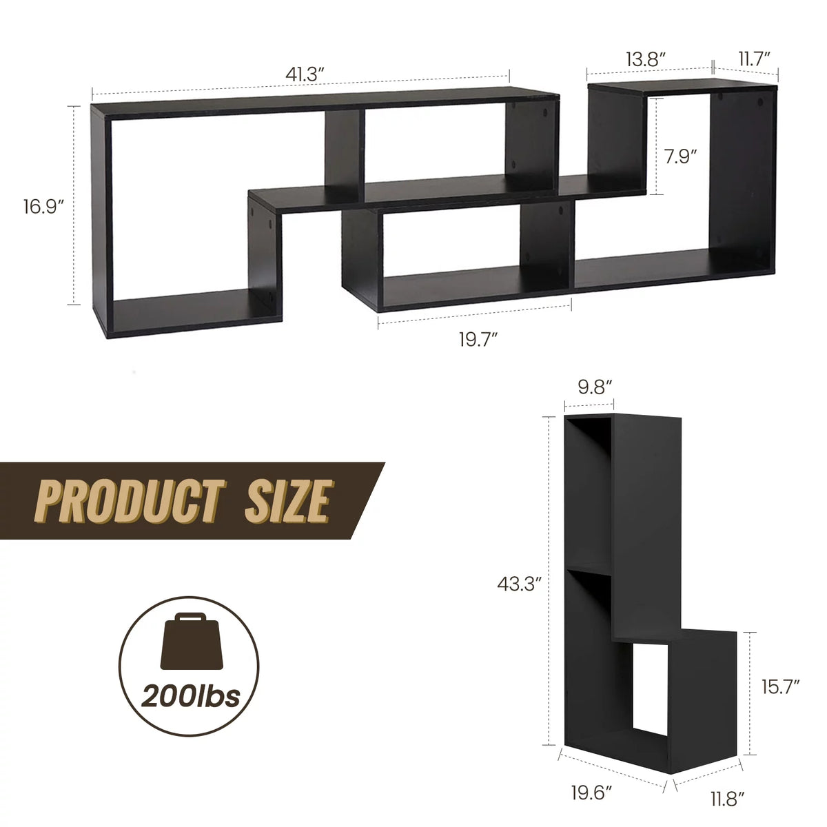 40'' - 80'' TV Stand Convertible Storage Bookcase O500415