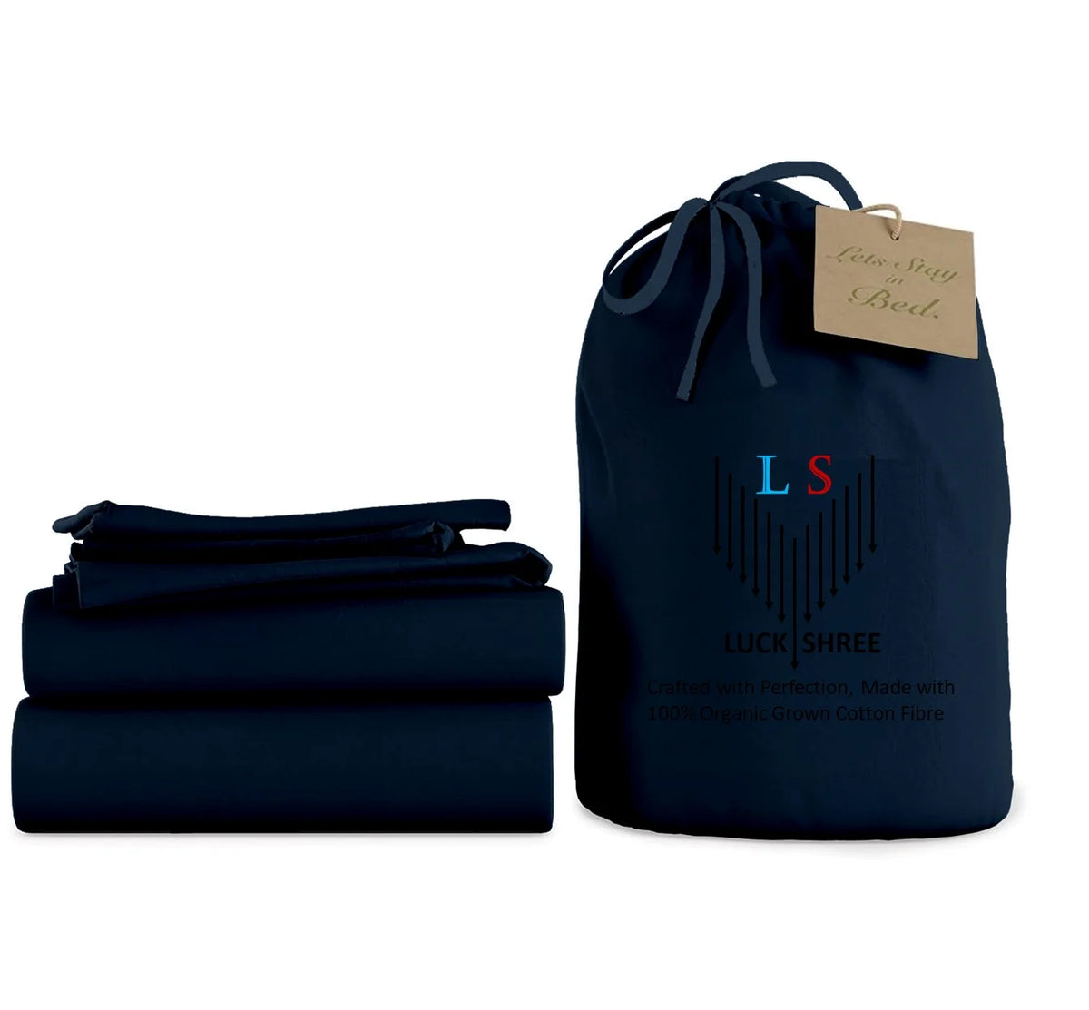 California King Size Organic Cotton Sheet Set Navy Blue P546