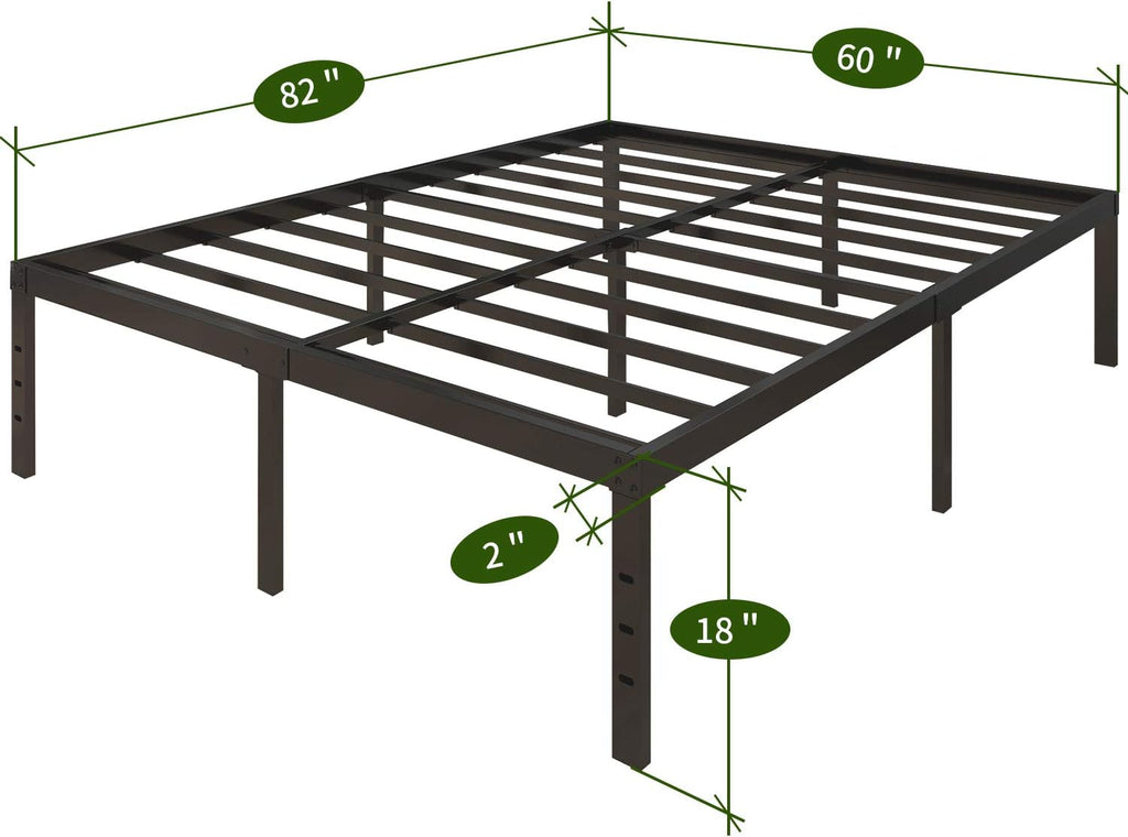 18 Inch Metal Platform Bed Frame with Steel Slats C673736
