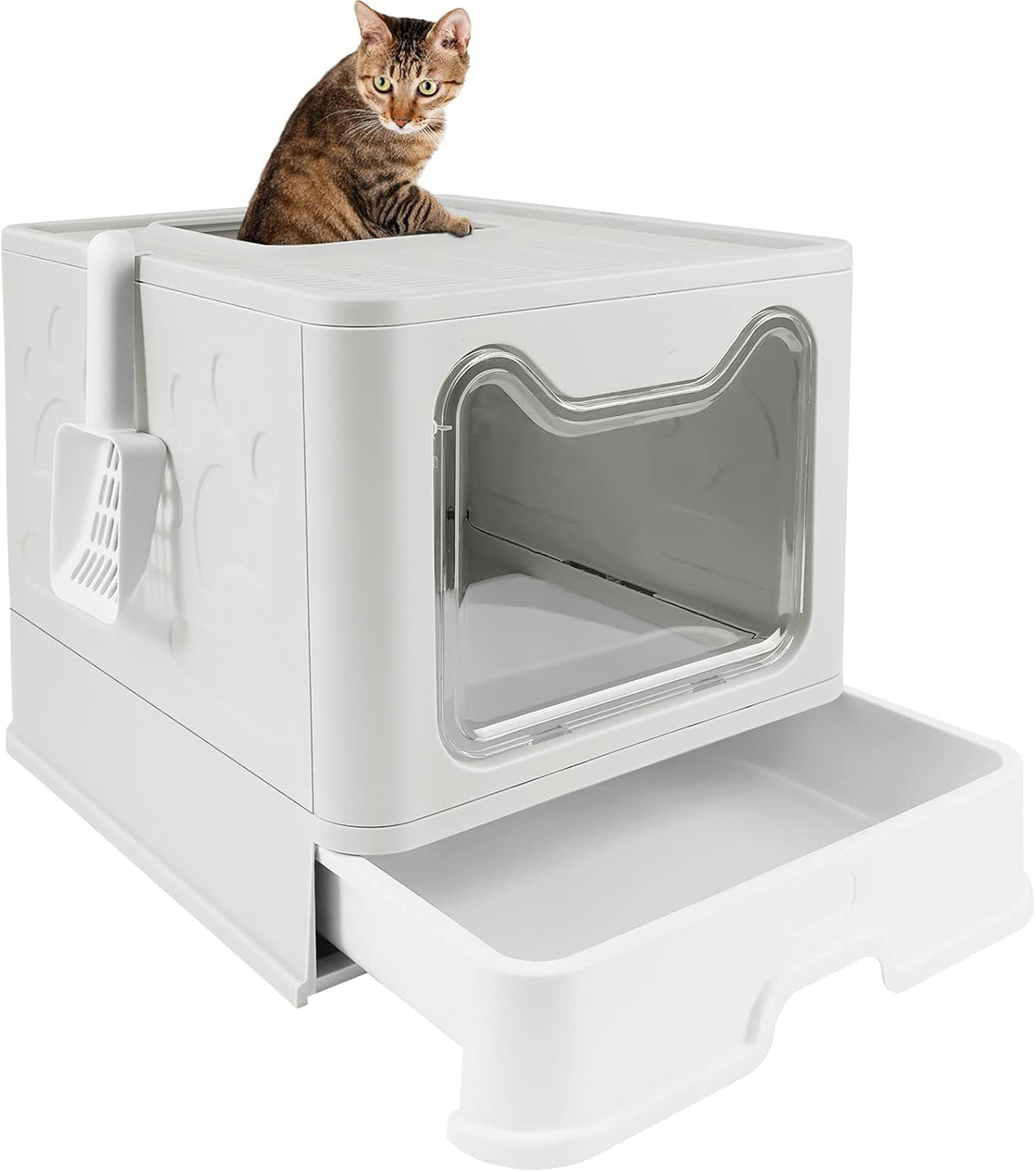 Foldable Cat Litter Box with Lid and Scoop I580