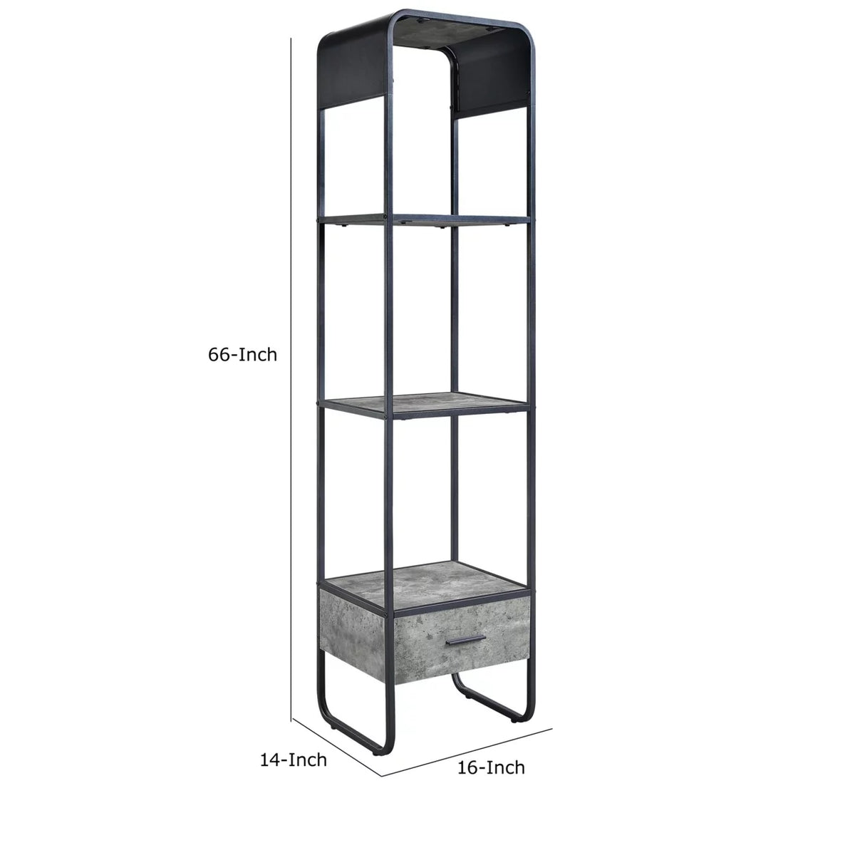 66 Inch Gray 3 Shelves Metal Frame Side Pier C202715
