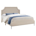 Beige Linen Look Queen Size Bed A3226