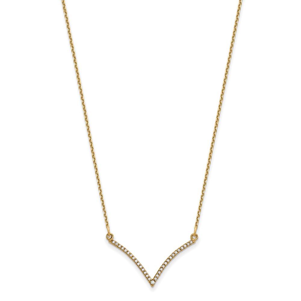 14K Yellow Gold Diamond V Necklace M28734