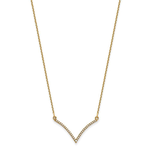 14K Yellow Gold Diamond V Necklace M28734