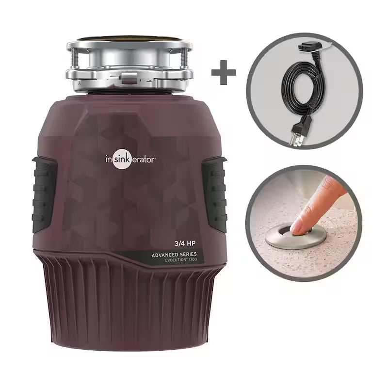 3/4 HP Garbage Disposal with Power Cord and Dual Outlet Switch Y3691