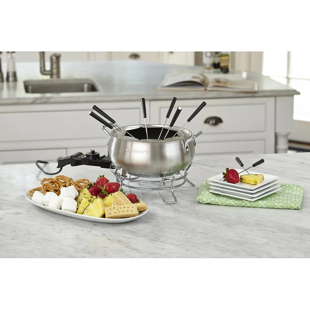 3-Quart Stainless Steel Electric Fondue Pot with Forks D7579