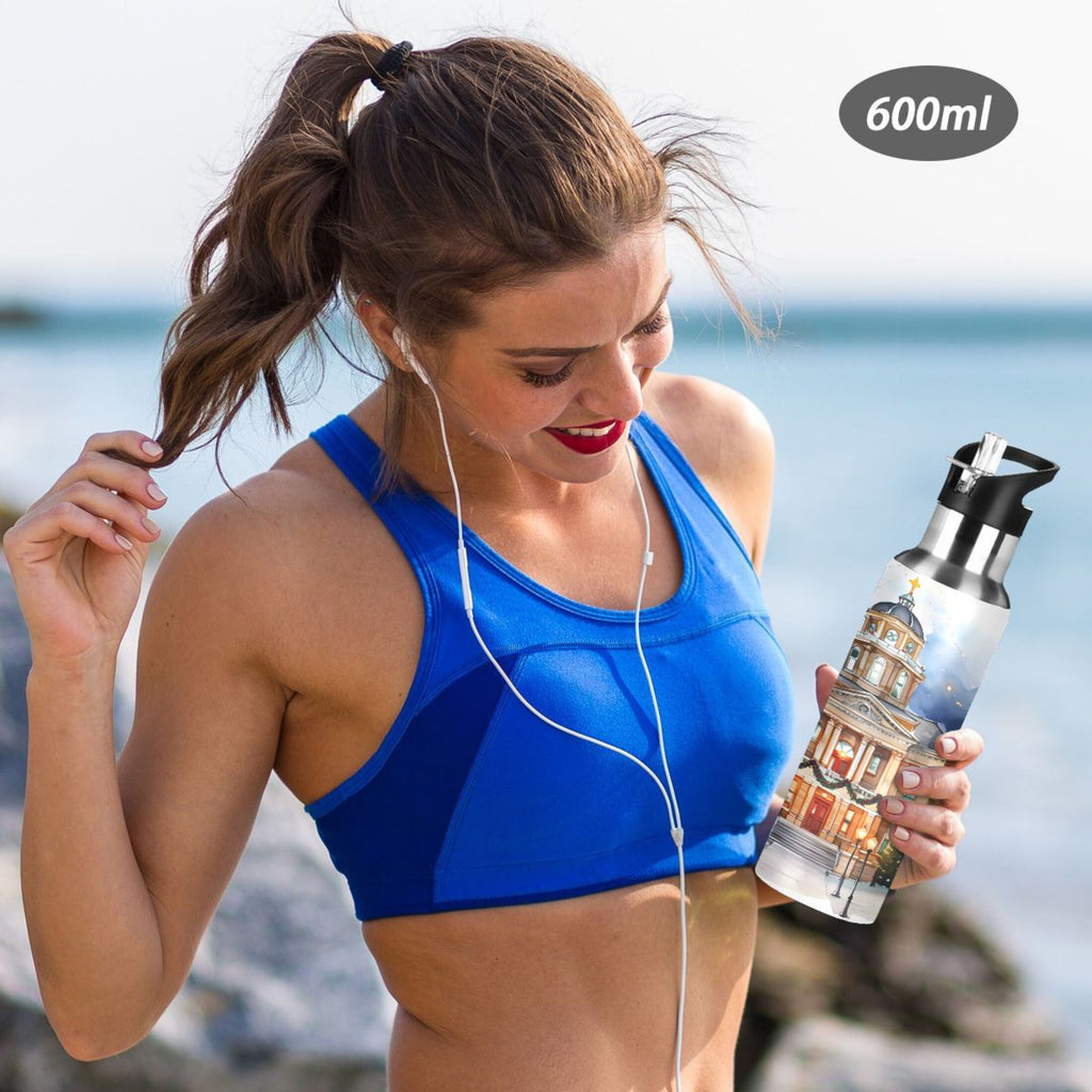 Stainless Steel Insulated Vacuum Flask Water Bottle with Straw Lid V79718