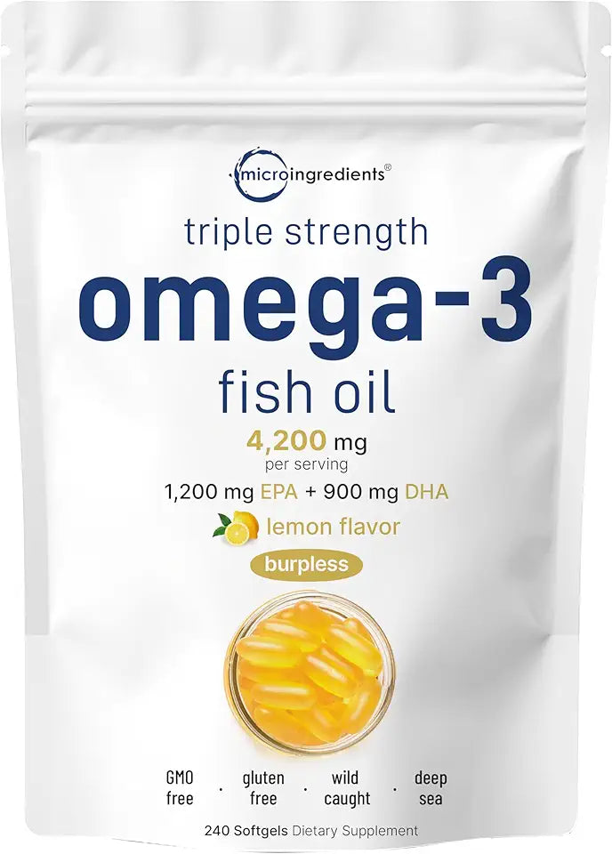 Triple Strength Omega 3 Fish Oil 4200mg 240 Softgels Lemon Flavored F754