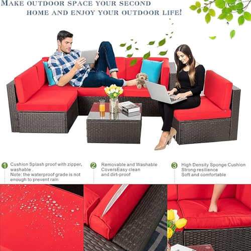 5 Piece Brown PE Wicker Outdoor Sectional Set with Ottoman F219
