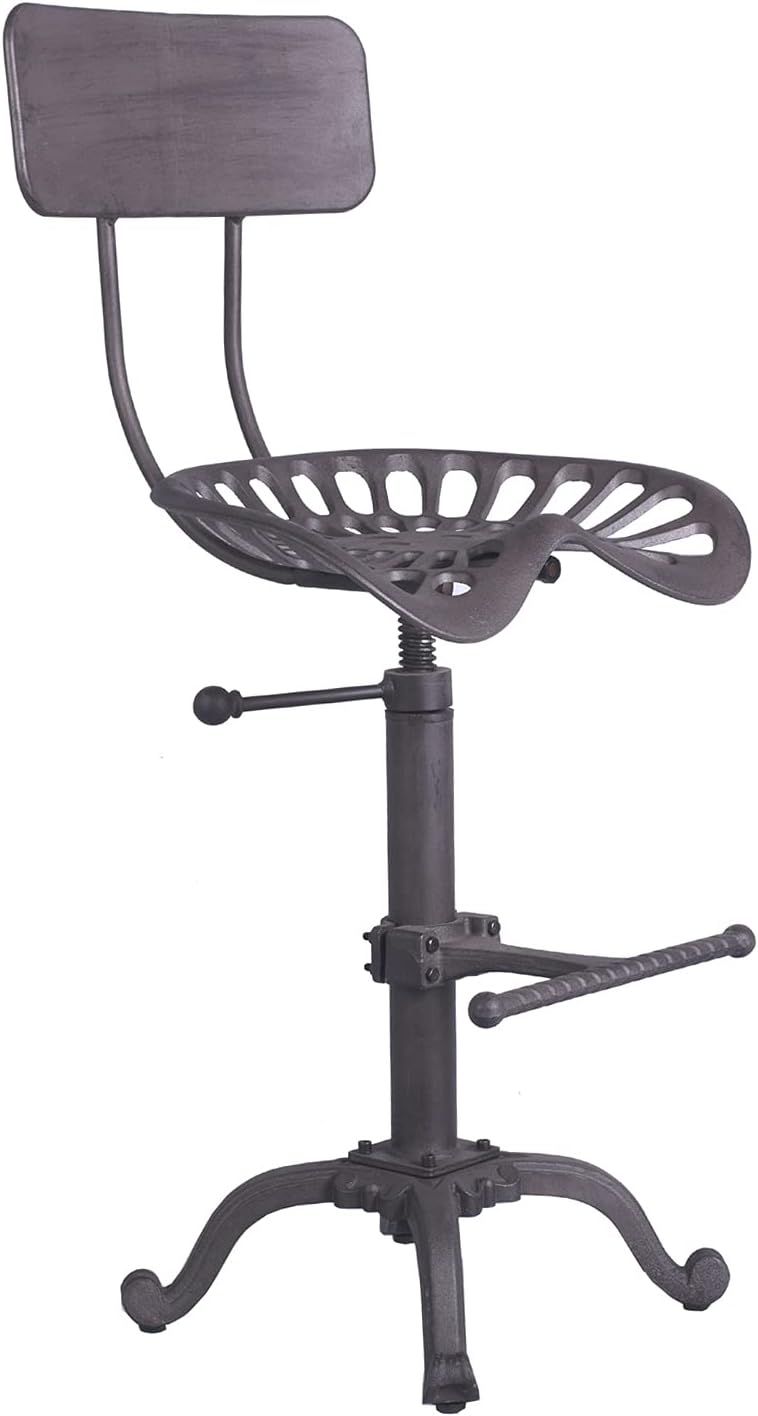 Industrial Rustic Bar Stool with Back, Adjustable Counter Height 22-26 inch Y651