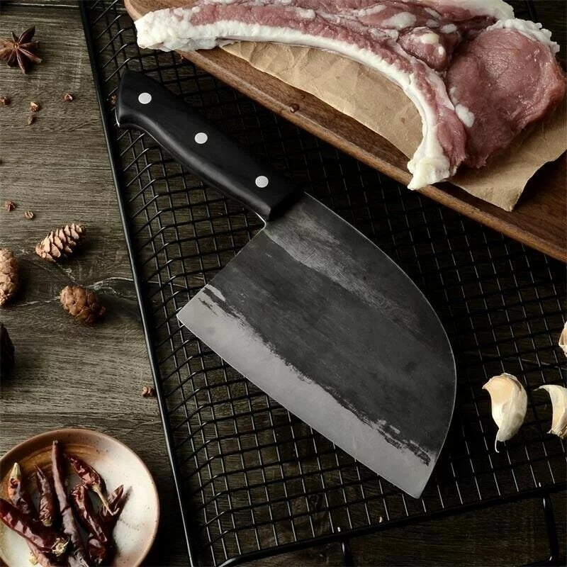 6.7 inch Hand Forged High Carbon Steel Butcher Knife with Leather Sheath C299