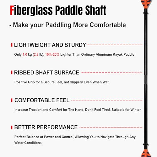 Fiberglass Shaft Adjustable Floating Kayak Paddles 3 Piece F83168