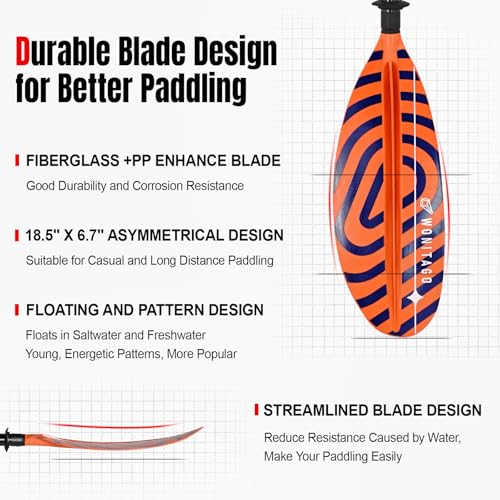 Fiberglass Shaft Adjustable Floating Kayak Paddles 3 Piece F83168