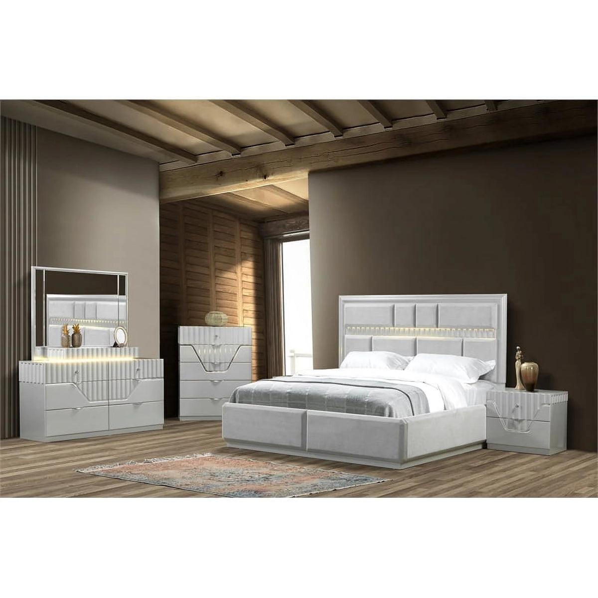 King 4 Pc Wood Bedroom Set in Gray V292259