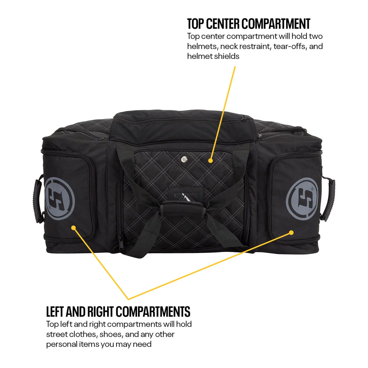 Large Multi-Compartment Nylon Travel Gear Bag with Wheels I6006