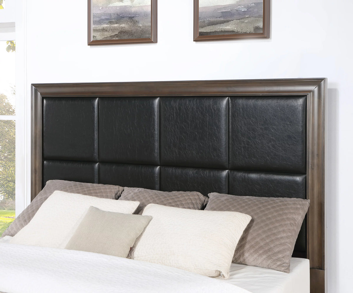 Dark Brown Wood 5-Piece Upholstered Storage Bedroom Set J54352