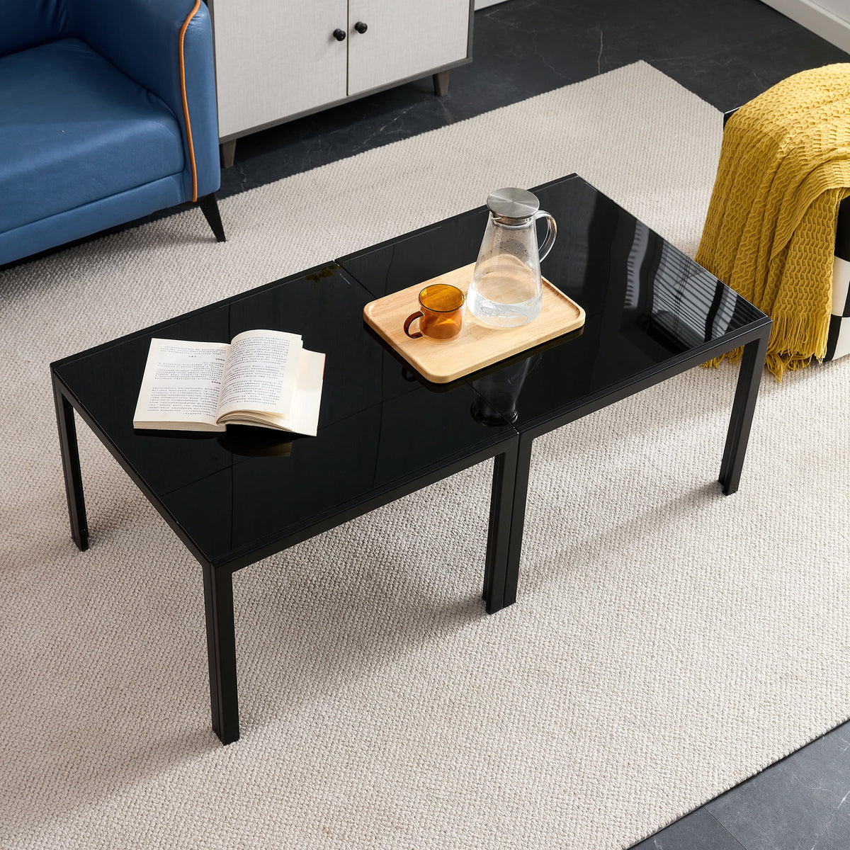 Set of 2 Square Tempered Glass Coffee Table V587