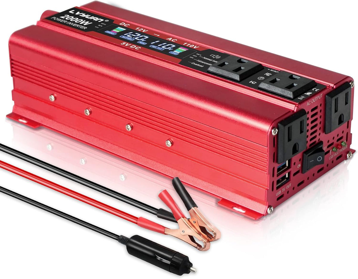 Car Power Inverter DC 12V to 110V AC Converter with Dual AC Outlets and Dual USB S873603