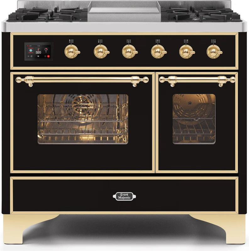 Glossy Black Dual Fuel Natural Gas Range Q486