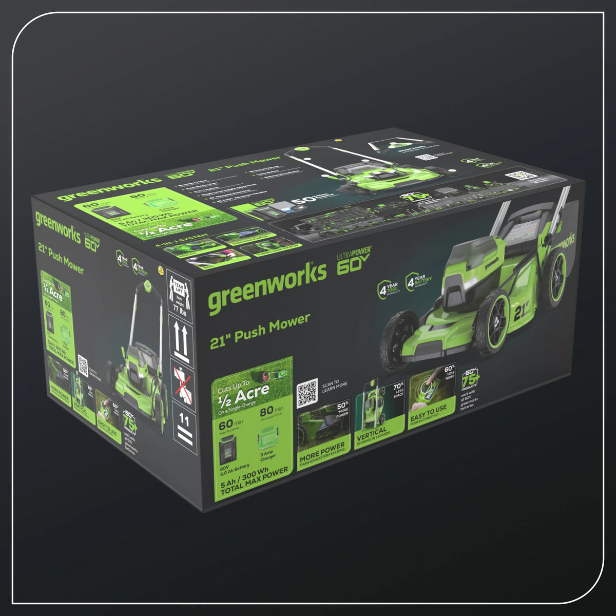 60V 21 Push Lawn Mower with Battery & Charger U4730