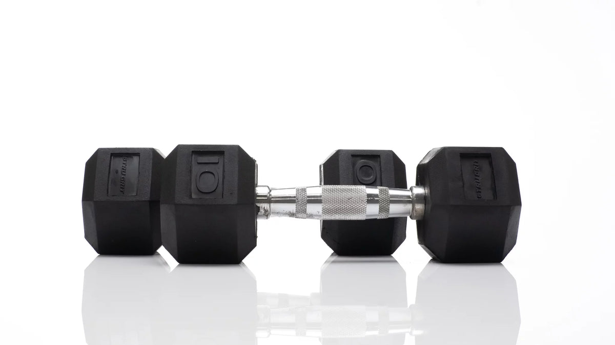 10lb Black Rubber Hex Dumbbell Pair U4709