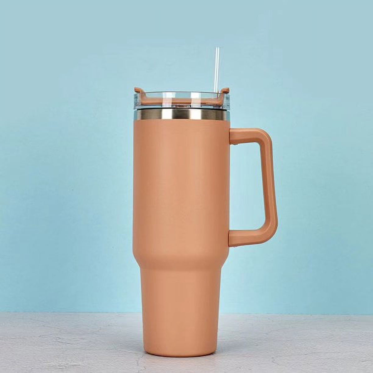 40 oz Insulated Stainless Steel Tumbler with Handle and Straw lid Y96393