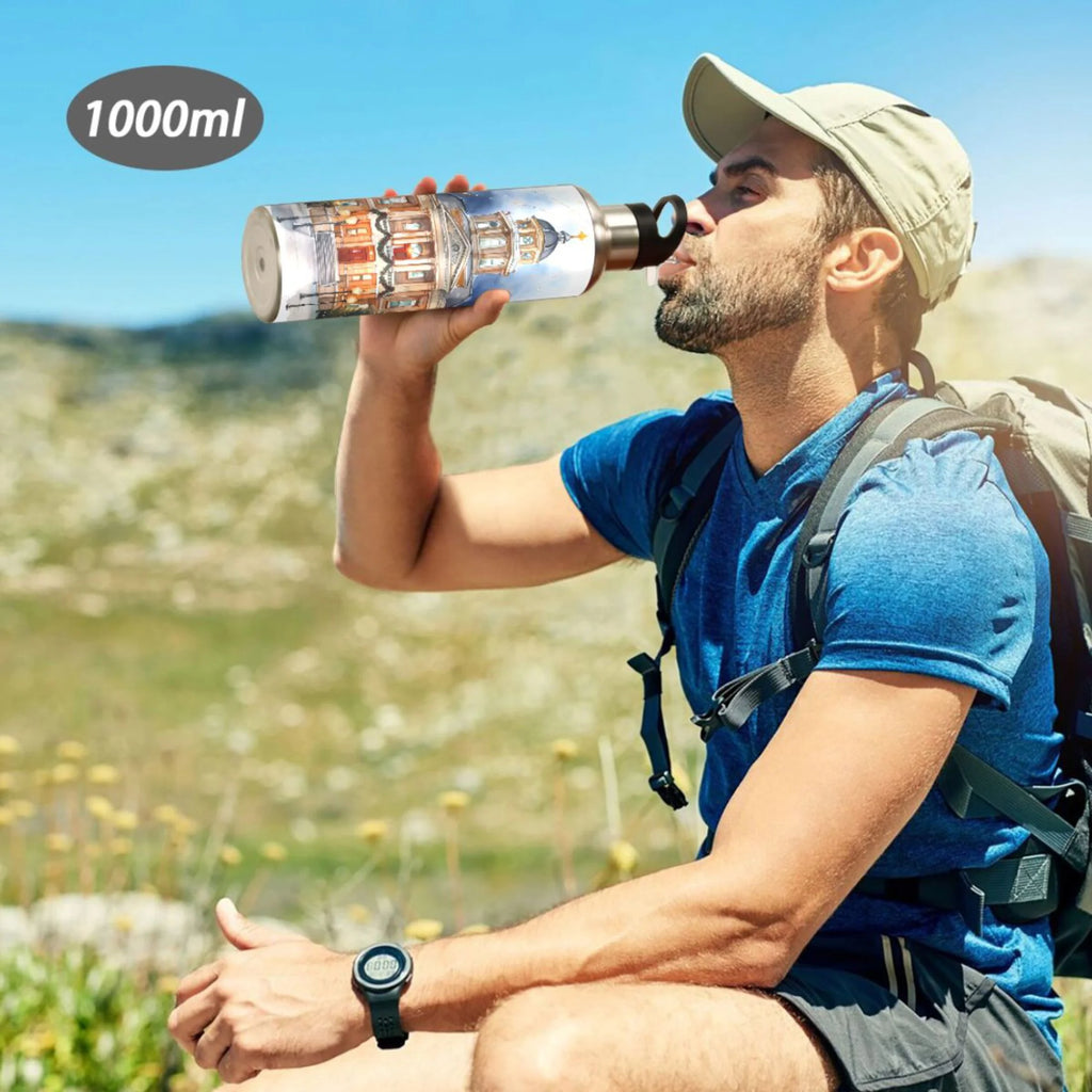 Stainless Steel Insulated Vacuum Flask Water Bottle with Straw Lid V79718