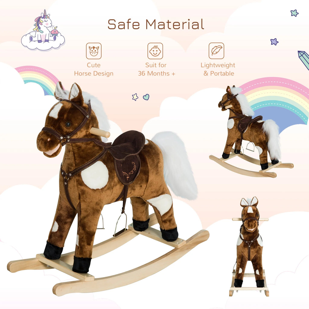 Plush Kids Ride On Rocking Horse Toy T119980