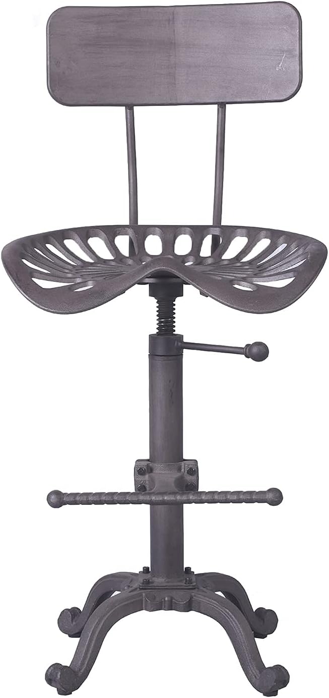 Industrial Rustic Bar Stool with Back, Adjustable Counter Height 22-26 inch Y651