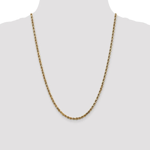 14kt Yellow Gold Diamond-Cut Rope Chain 24 inch Lobster Clasp U1593