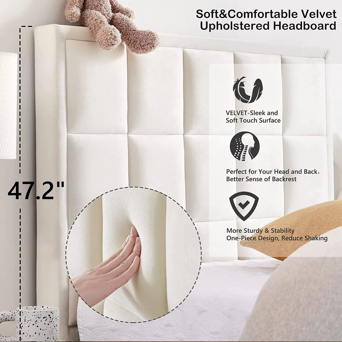 Twin Size Velvet Platform Bed Frame with Headboard I13426