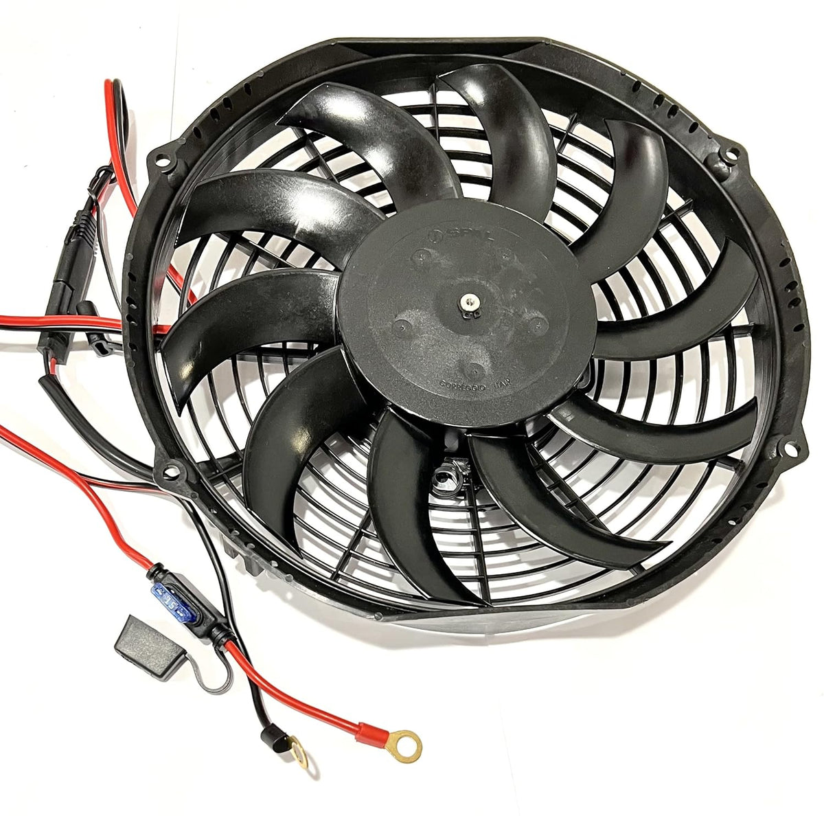 10" 12 Volt Curved Blade Puller Fan with Wire Harness Pack of 2 Y5619