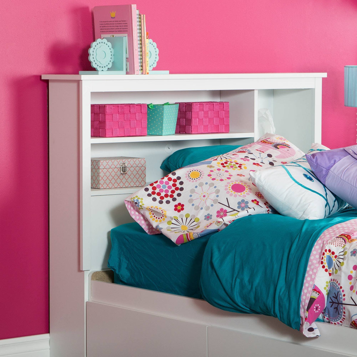 Pure White Twin Bookcase Headboard Q585688