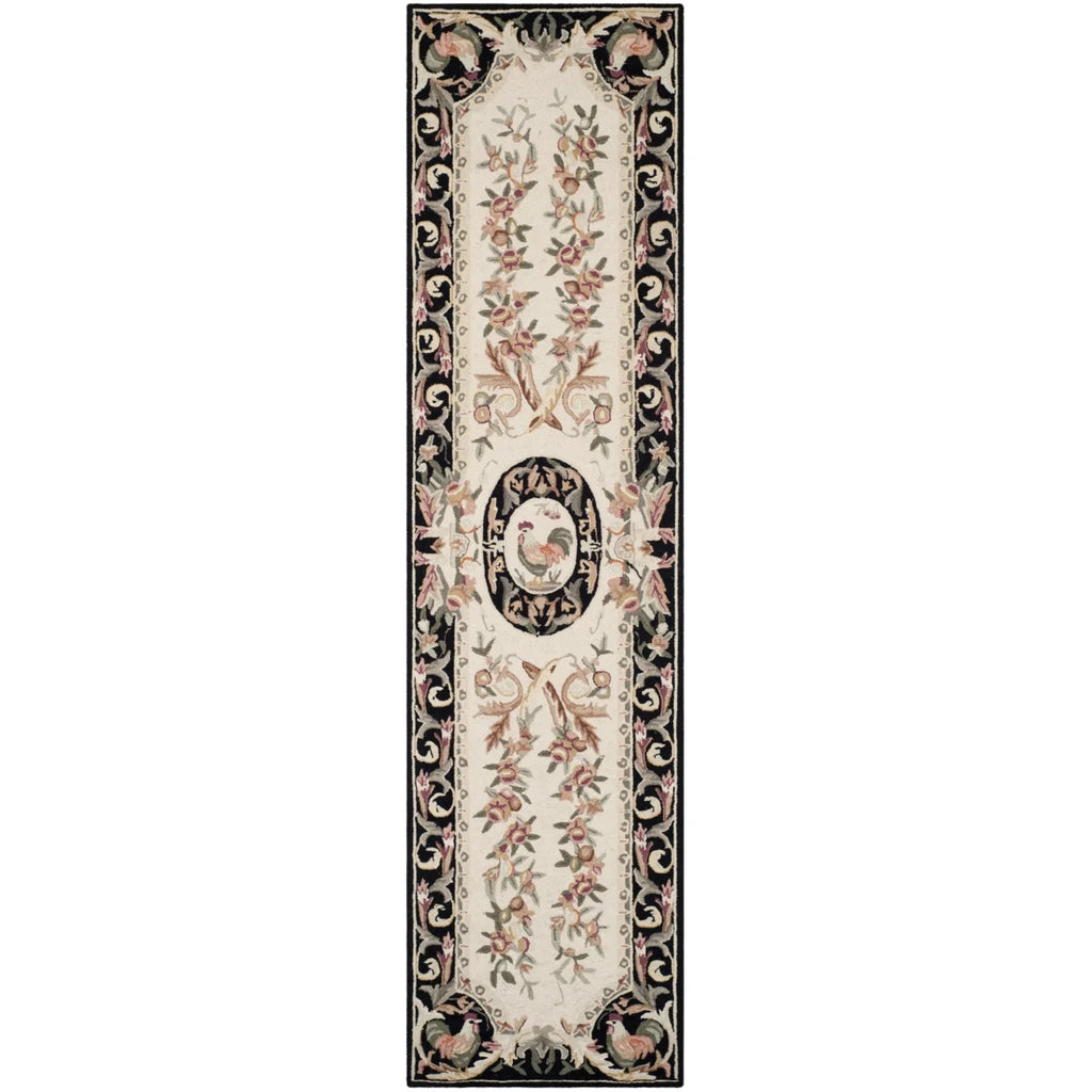 Ivory/Black Wool Novelty Area Rug O930653