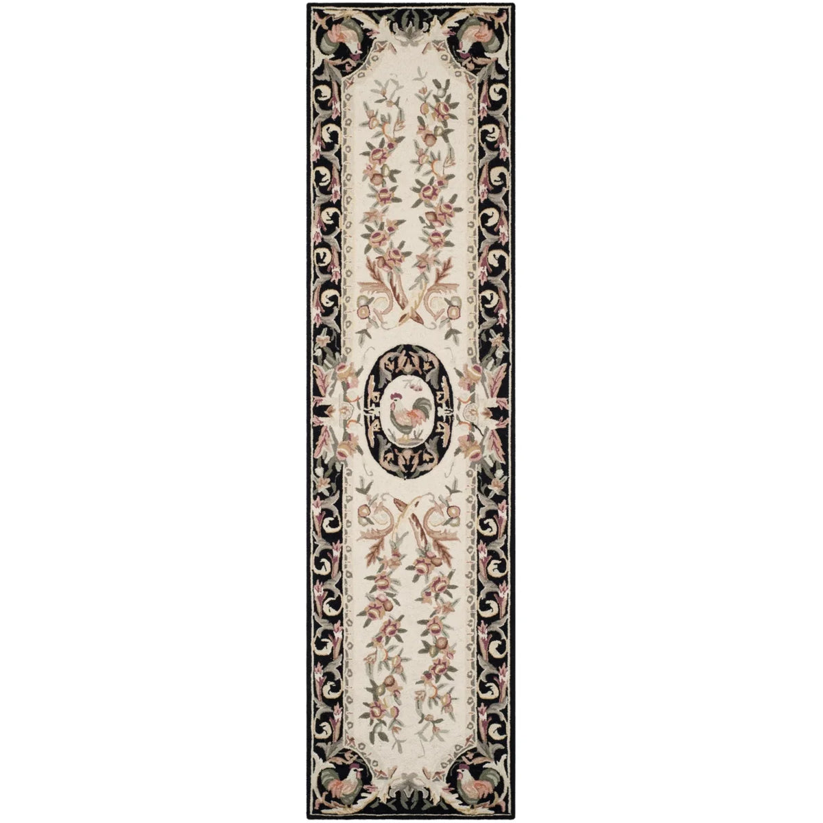 Ivory/Black Wool Novelty Area Rug O930653