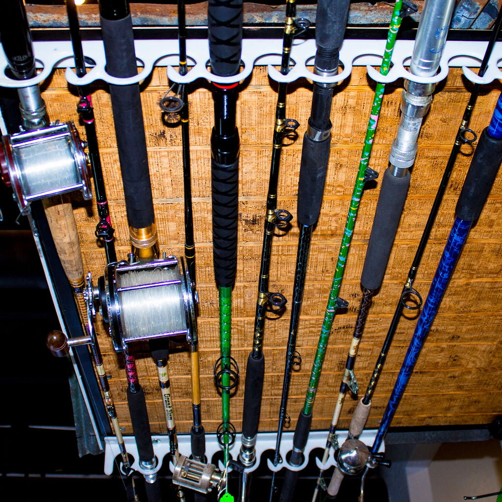 Overhead & Wall Mount Fishing Rod Rack, Holds 11 Rods, 2 Pack E6996