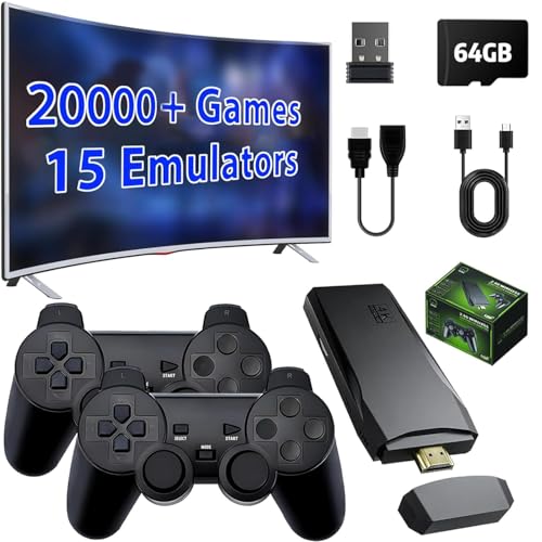 Wireless Retro Gaming Console with 2.4G Wireless Controllers 64GB U77265