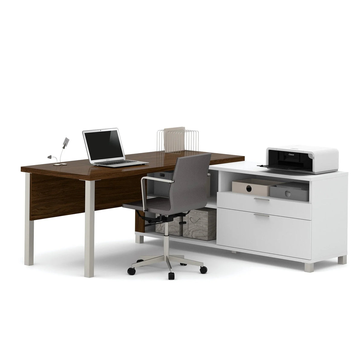 White Bark Grey L-Desk Z782982