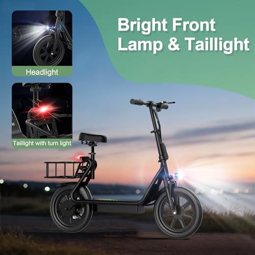 Electric Scooter Adults 27Mile Range 22Mph 750W Foldable with Back Basket E37304