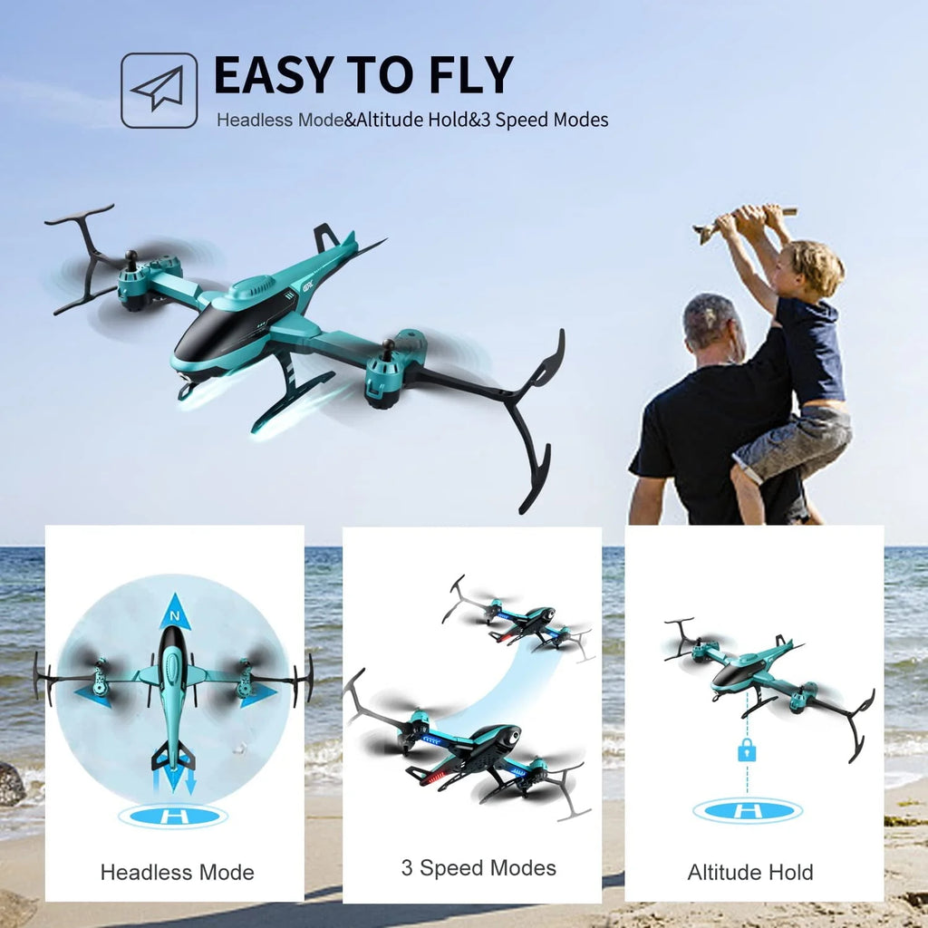 Blue RC Helicopter Drone with 1080P HD Camera Q704