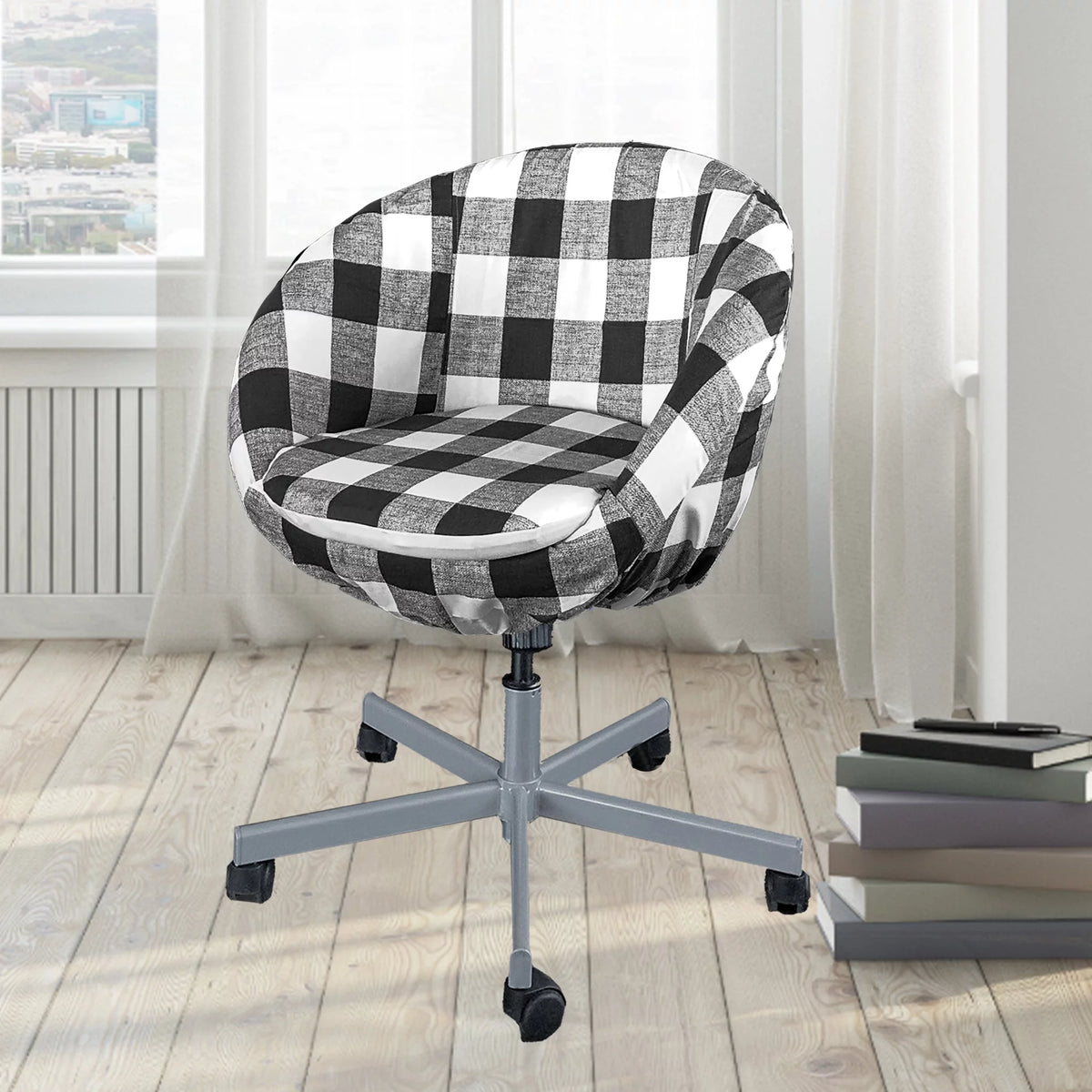 Black Buffalo Check Chair Slip Cover W271