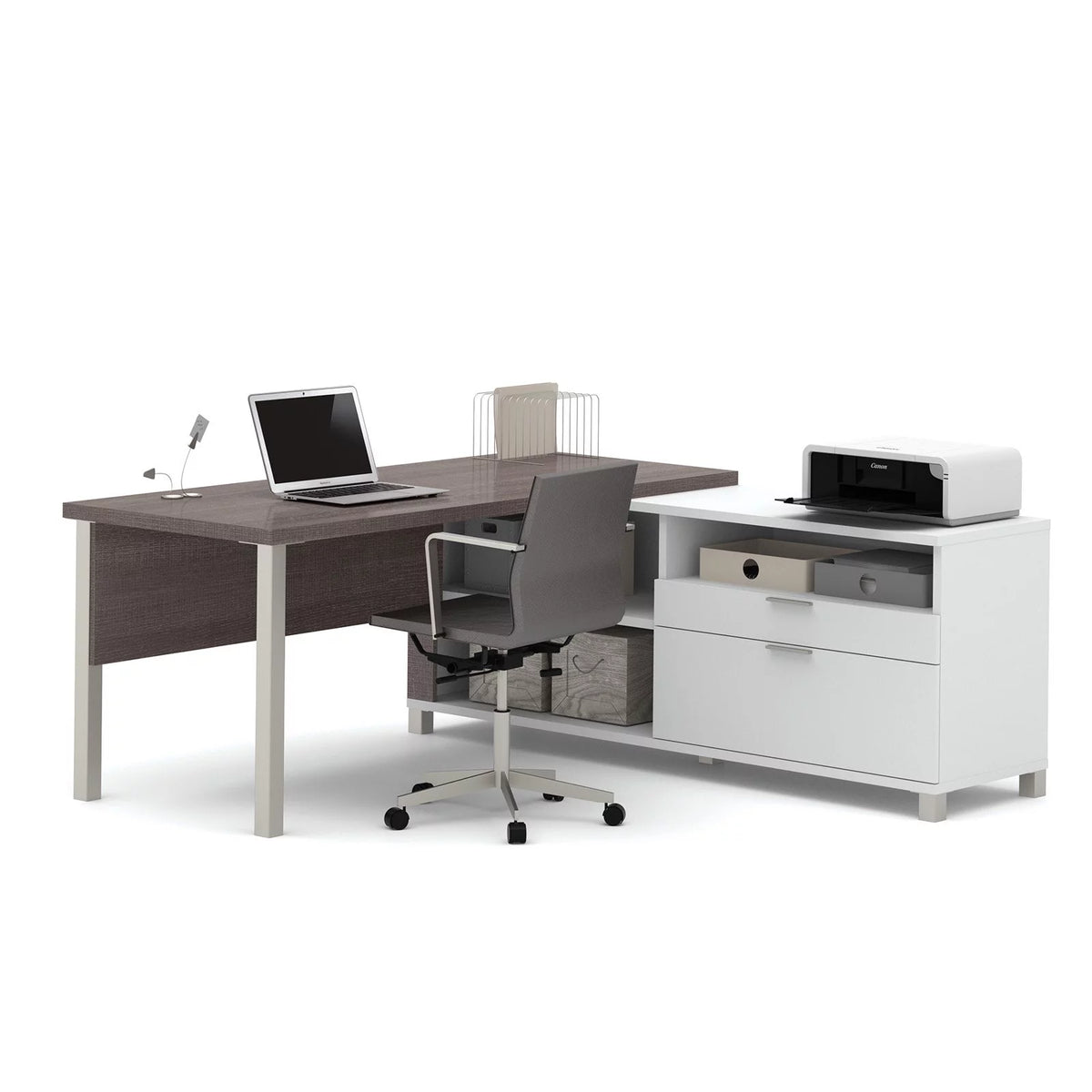 White Bark Grey L-Desk Z782982