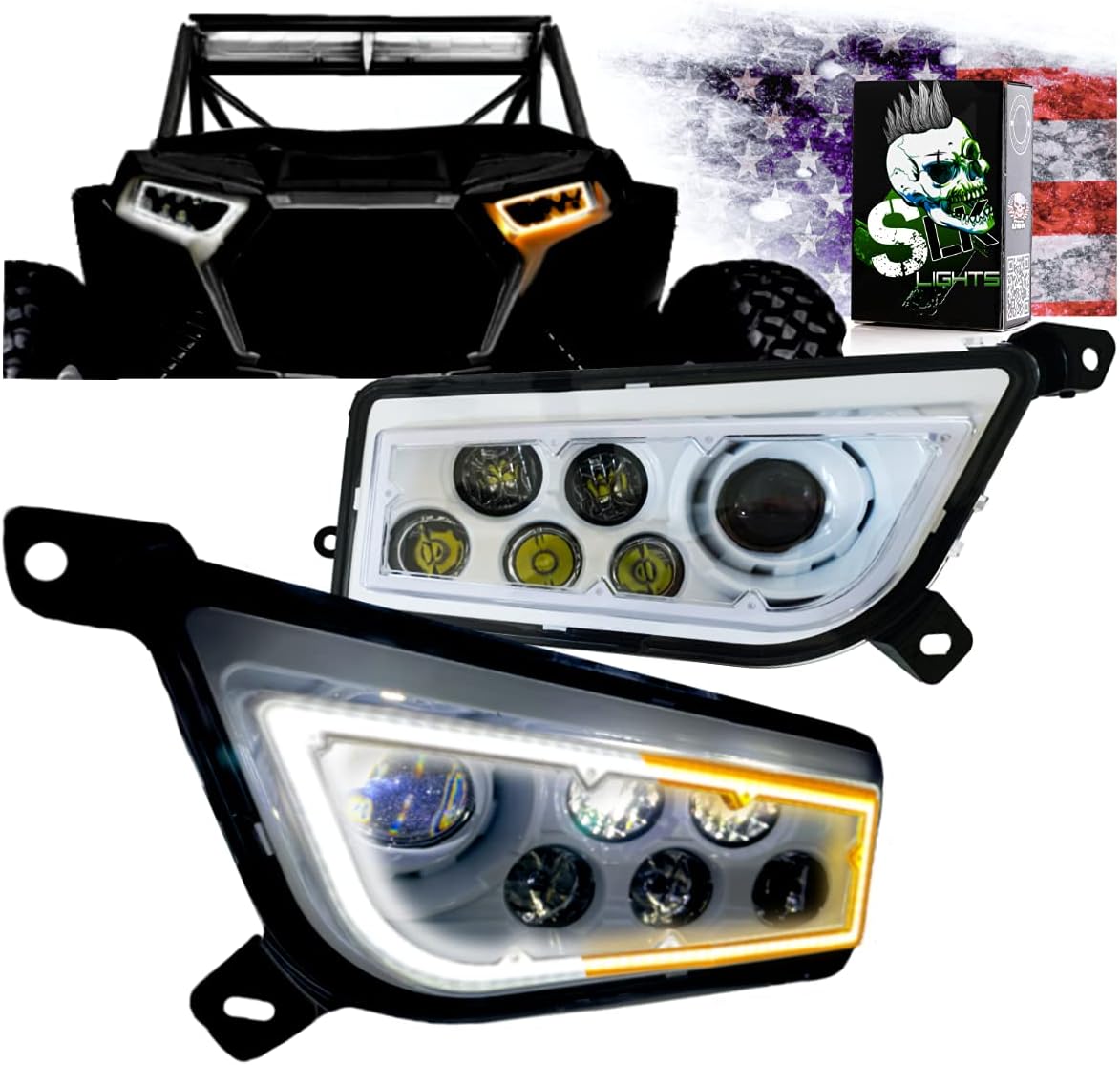 Red Razor RZR LED Headlight Halo Turn Signal Kit K895