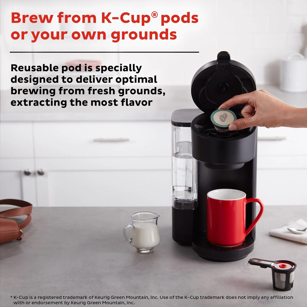 2-in-1 Single Serve Coffee Maker for K-Cup Pods and Ground Coffee, Black S80929